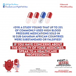 Sometimes the truth can be heart-breaking ❤️❤️❤️ ? One out of four common cardiac drugs in sub-Saharan Africa could be fake. Take care of your heart and speak up against #fakemeds – here’s why: bit.ly/FTFforWHD #WorldHeartDay 