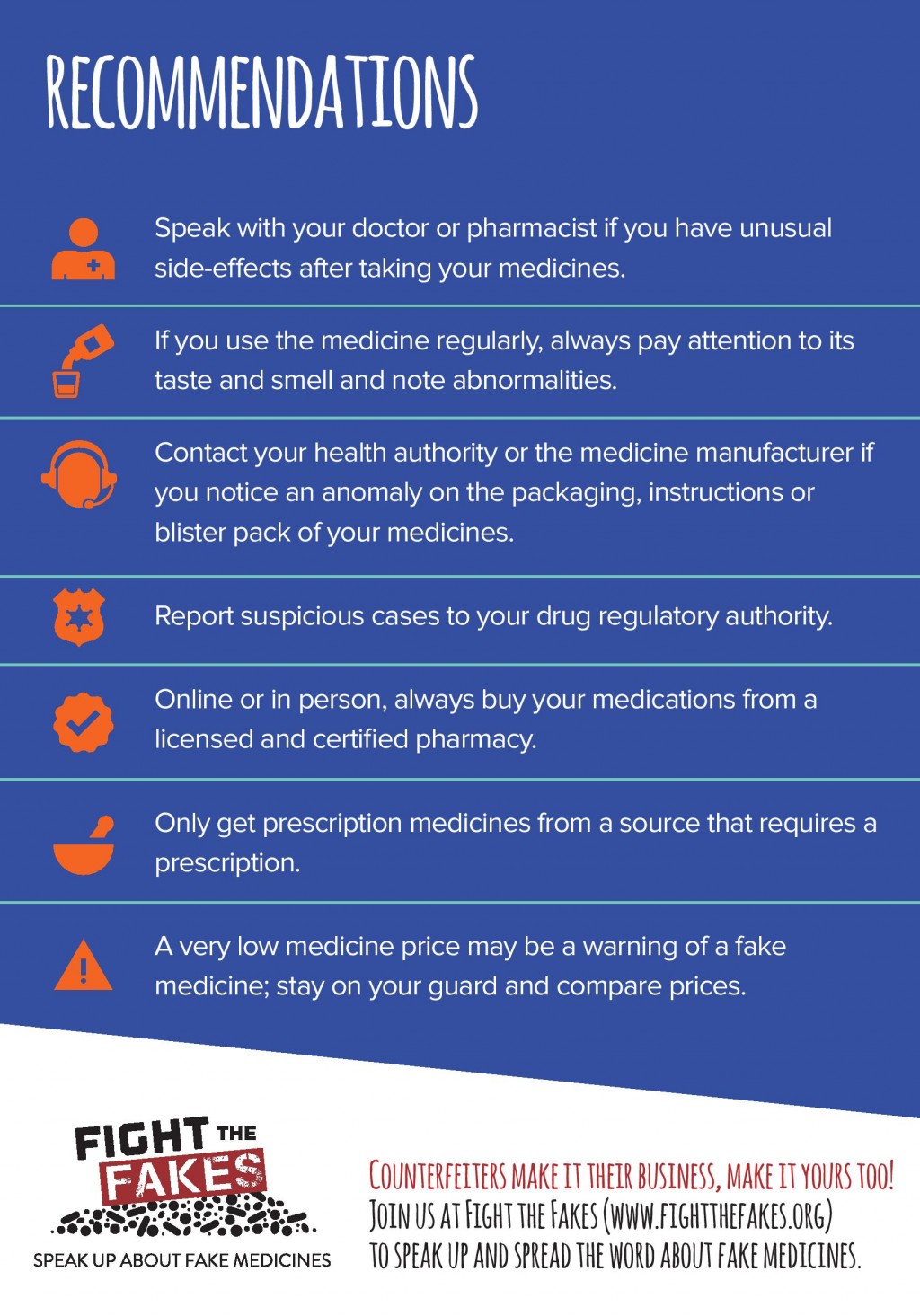 Recommendations to help us all steer clear of fake medicines | Fight ...